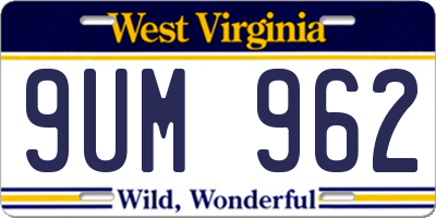 WV license plate 9UM962