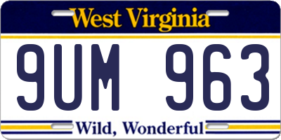 WV license plate 9UM963