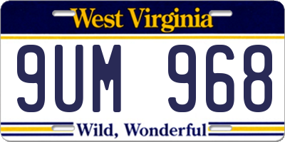 WV license plate 9UM968