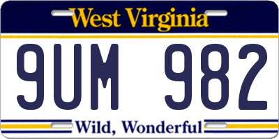 WV license plate 9UM982