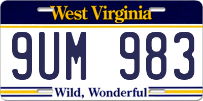 WV license plate 9UM983
