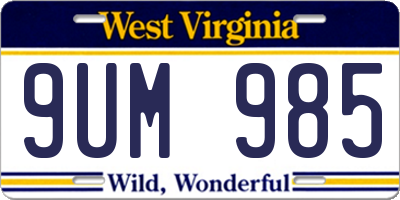 WV license plate 9UM985