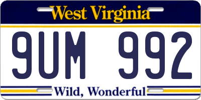 WV license plate 9UM992