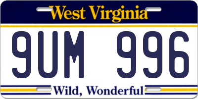 WV license plate 9UM996