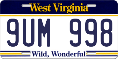 WV license plate 9UM998