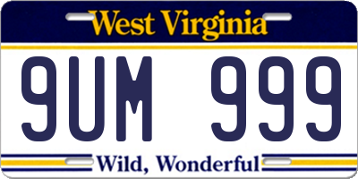 WV license plate 9UM999