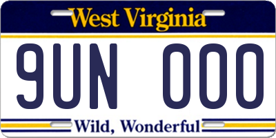 WV license plate 9UN000