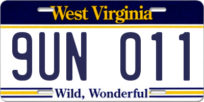 WV license plate 9UN011