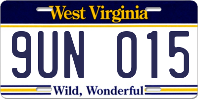 WV license plate 9UN015