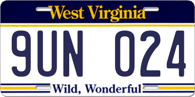 WV license plate 9UN024