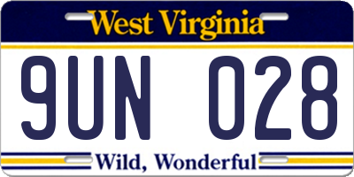 WV license plate 9UN028