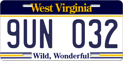 WV license plate 9UN032