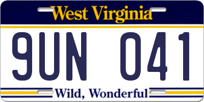 WV license plate 9UN041