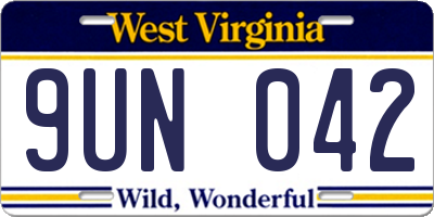 WV license plate 9UN042