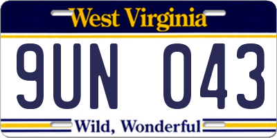 WV license plate 9UN043