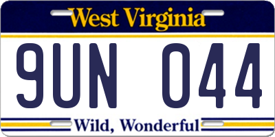 WV license plate 9UN044