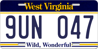 WV license plate 9UN047
