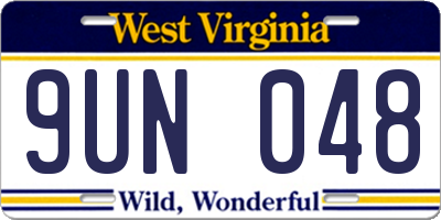 WV license plate 9UN048