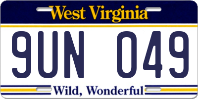 WV license plate 9UN049