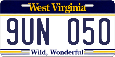 WV license plate 9UN050