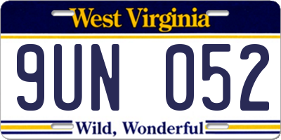 WV license plate 9UN052