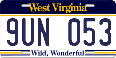 WV license plate 9UN053