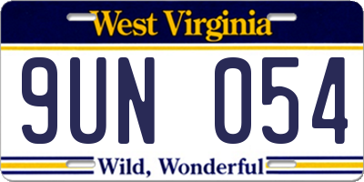 WV license plate 9UN054