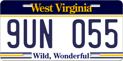 WV license plate 9UN055