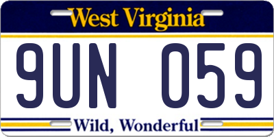 WV license plate 9UN059