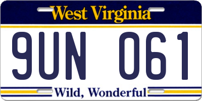 WV license plate 9UN061