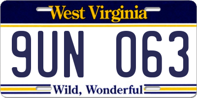 WV license plate 9UN063
