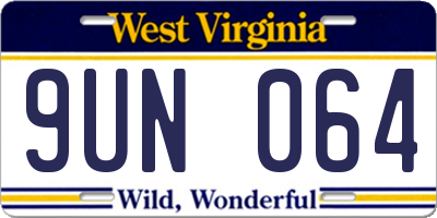 WV license plate 9UN064
