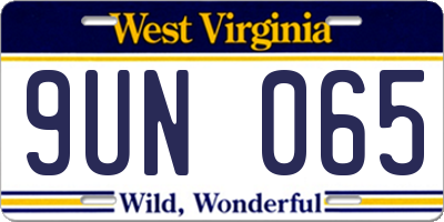 WV license plate 9UN065