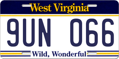 WV license plate 9UN066
