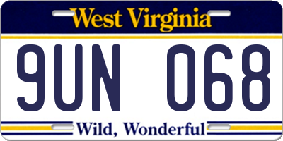 WV license plate 9UN068