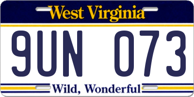 WV license plate 9UN073