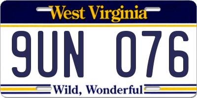 WV license plate 9UN076
