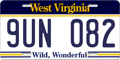 WV license plate 9UN082