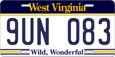 WV license plate 9UN083