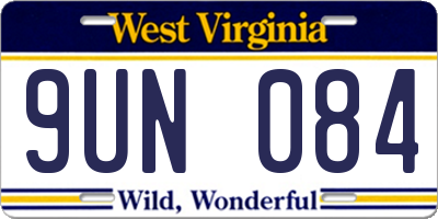 WV license plate 9UN084
