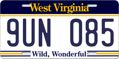 WV license plate 9UN085