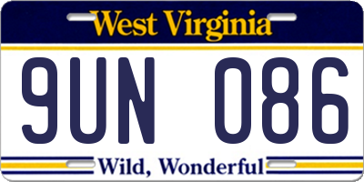 WV license plate 9UN086