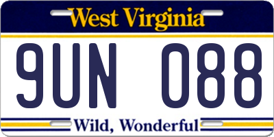 WV license plate 9UN088
