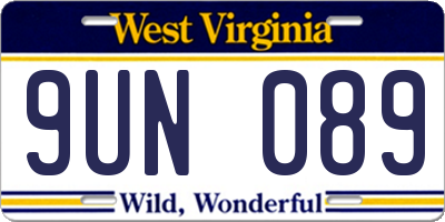 WV license plate 9UN089