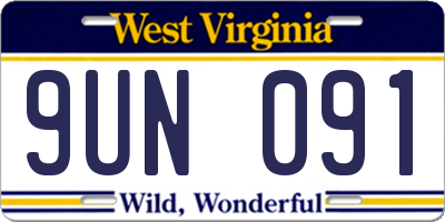 WV license plate 9UN091