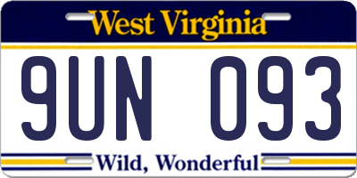 WV license plate 9UN093