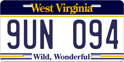 WV license plate 9UN094