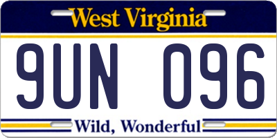 WV license plate 9UN096