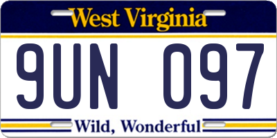 WV license plate 9UN097