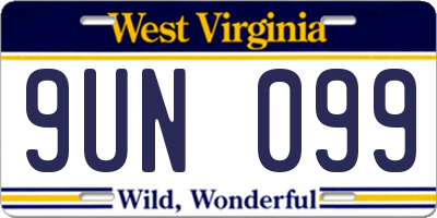 WV license plate 9UN099